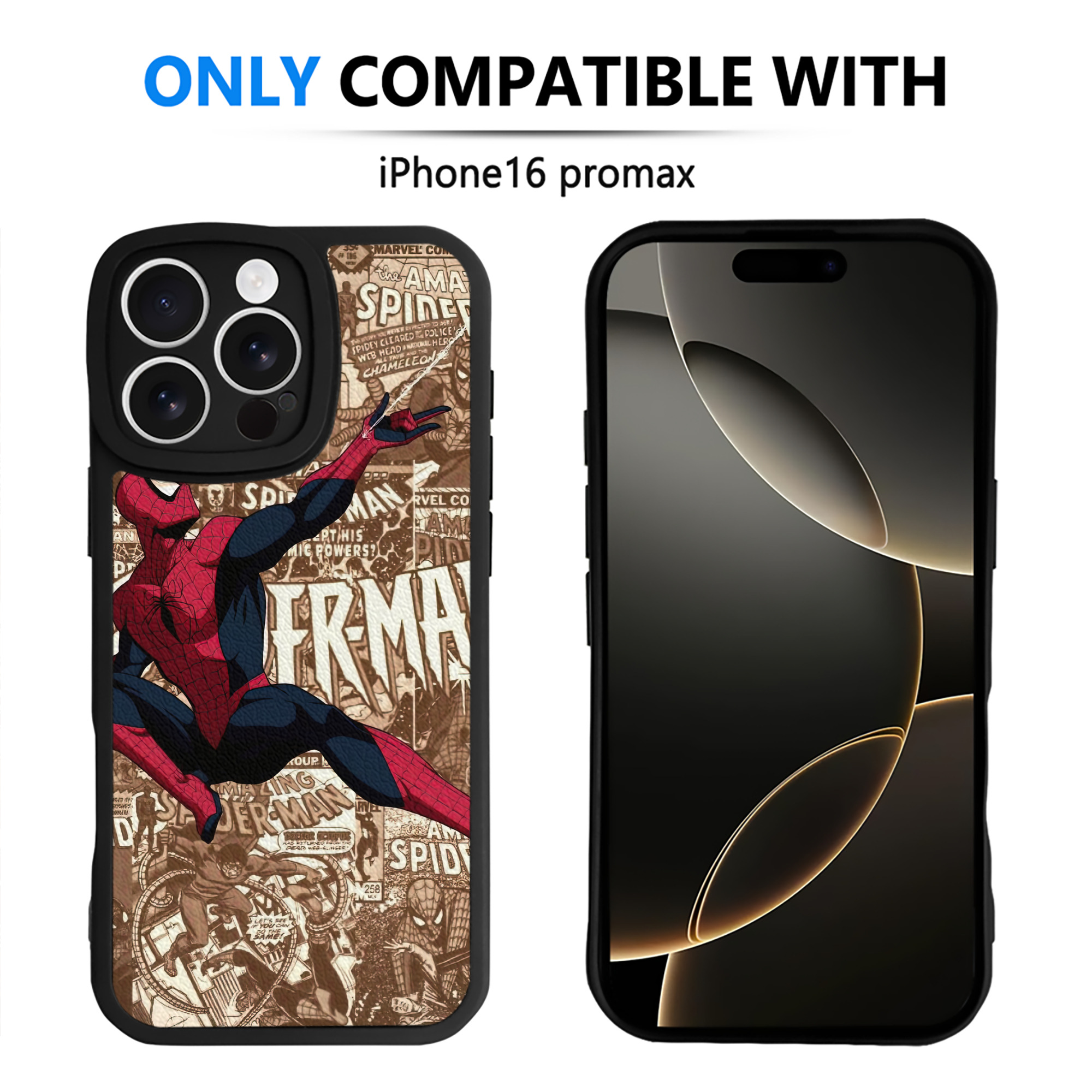 （画像用） Spider Man スパイダーマン 【iPhone 16シリーズ対応】シリコンスマホケース（レザー調） 材質：シリコン